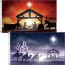 Irenare 2 Pcs Christmas Holy Night Flags 3x5 ft Xmas Christian Nativity Scene Night Stars Outdoor Flag for Office Workplace Home Business Holiday Outside Outdoor