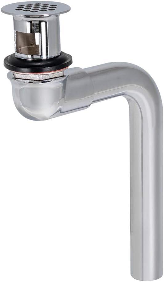 EZ-FLO 1-1/4 Inch Offset Lavatory Sink Drain Assembly with Tailpiece and Grid Strainer, Chrome Plated, 35078
