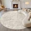 10ft Round Rug Living Room: 10x10 Washable Large Neutral Brown Circle Area Rug Abstract Soft Modern Stain Resistant Indoor Floor Non-Slip Carpet for Bedroom Nursery Kids Office Playroom Dining Room
