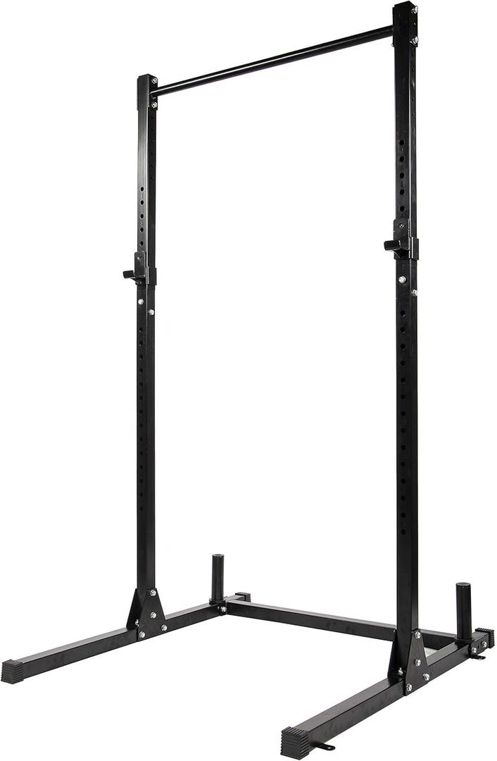 Elevon Multi-Function Adjustable Power Rack Exercise Squat Stand with J-Hooks and Other Accessories, Multiple Versions, Black, Basic 2" x 2"