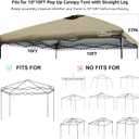 KAMPKEEPER Replacement Top Pop Up Canopy Tent Cover Roof with Air Vent and Adjustable Elastic Strap, Polyester UV Waterproof for Outdoor Garden Patio Sun Shade(Top Only) (Khaki, 10x10FT)