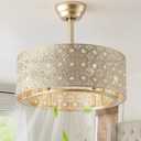 20" Gold Fandelier Crystal Ceiling Fans with Lights, Cage Gold Chandelier Ceiling Fan with Light Remote Control, 6-Speed for Bedroom, Nursery, Foyer, Living Room