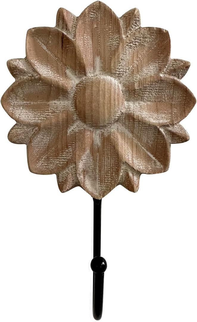 dwellington Flower Towel Hooks Decorative Hooks Hanger for Hanging Clothes, Keys, Towels - Decorative Wall Mount Hook Command Single Rack for Entryway, Bathroom, Kitchen