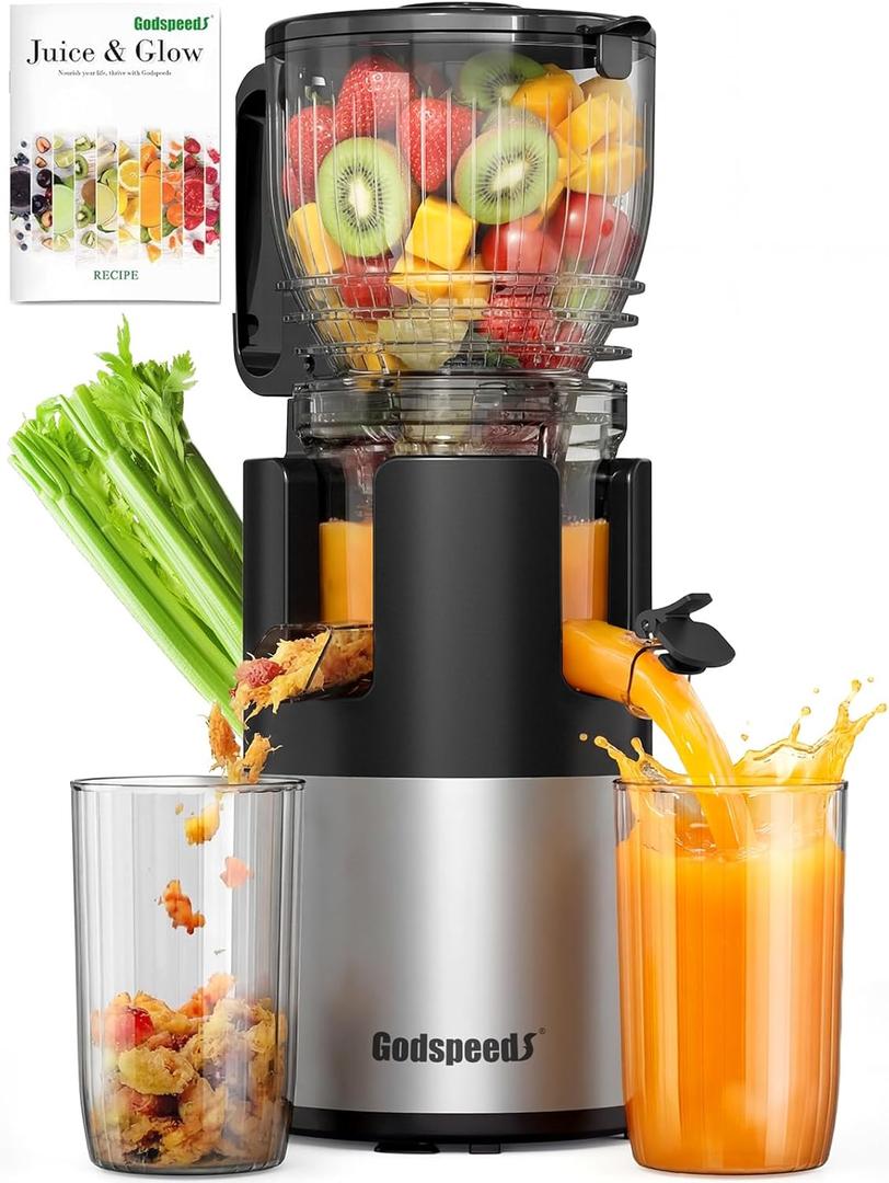 Juicer Machines, 5.8" Large Feed Chute Slow Masticating Cold Press Juicer for Whole Fruits & Vegetables, Easy to Clean & High Juice Yield