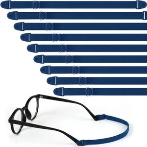Oudain 9 Pcs Kids Glasses Strap with Snap Button Elastic Adjustable Eyeglass Band Nonslip Glasses Holder for Kids Safety Eyewear Retainers for Toddler Sports Eye Glass Sunglasses Lanyard (Navy Blue)