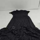 MISSMAY Women's Elegant Floral Lace Ruffle Split Cocktail Party Long Dress (Large, Black)