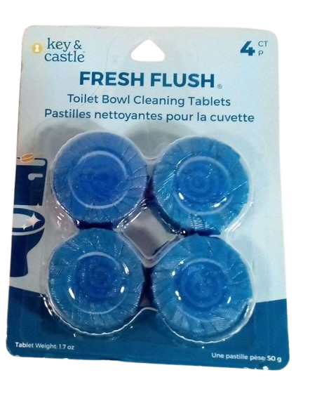 Key & Castle, Fresh Flush Tiolet Bowl Cleaning Tablets, Blue, 17oz