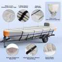 1200D 5-Layer Jon Boat Cover 14-16ft with Motor Cover | Super Waterproof (2-Layer PU, 1" Seam Tape) | UV Resistant, 9+4 Windproof Straps | Mooring/Trailerable