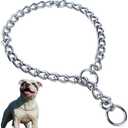 Chain Choker Collar for Dogs, Metal Slip Link Training Dog Collar Martingale Heavy Duty Puppy Collars for Small Medium Large Big XL Breed Dogs, Silver XL