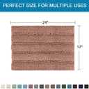 H.VERSAILTEX Bathroom Rugs Bath Rugs for Bathroom Non Slip Bath Mats Extra Thick Chenille Striped Rug 17" x 24" Absorbent Soft Shaggy Washable Dry Fast Bath Mats - Muted Clay