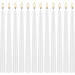 White Taper Candles, 14 Pack 10 Inch Unscented Long Tapered Candles 8-Hour Burn for Weddings, Church Altars, Gothic Halloween, Holiday Decor, Prayer Ceremonies, Halloween, Christmas