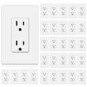 BESTTEN 30 Pack 15 Amp Decorator Receptacle Outlet, Standard Electrical Wall Outlet, Decor Screwless Wallplate Included, 15A/125V/1875W, Residential and Commercial Use, UL Listed, White