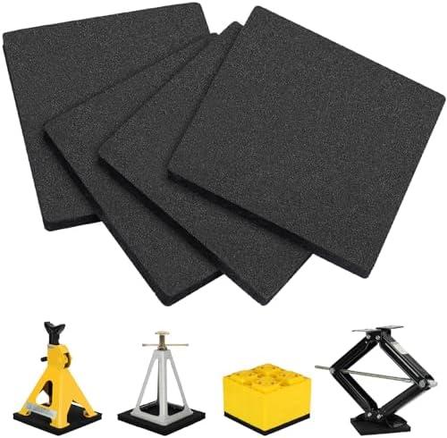 OULEME RV Leveling Block Flex Pads, 8.5” Rubber Jack Pads, Anti-Vibration & Anti-Slip Mats, for Camper Travel Trailer Jacks & Stands & Stabilizers on Uneven Surfaces, 4-Pack 218*218*19