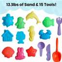 FURWEY Play Sand Set, with 13.3lbs of Colorful Sensory Sand, Plus 15 Tools & Molds, Sensory Play Sand Art Kits for Children Ages 3+ to Relaxing Creative Activities