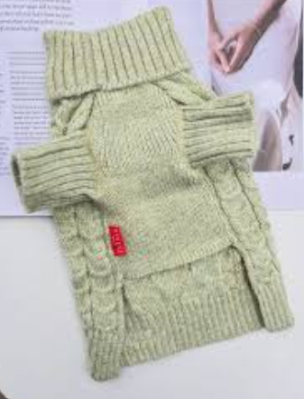 KYEESE Dog Sweaters for Small Dogs Green Color Block Pets Sweater with Fuzzy Thread Knitted Turtleneck Small Dog Sweater Soft Pet Sweater Fall Winter Dogs Clothes,  S