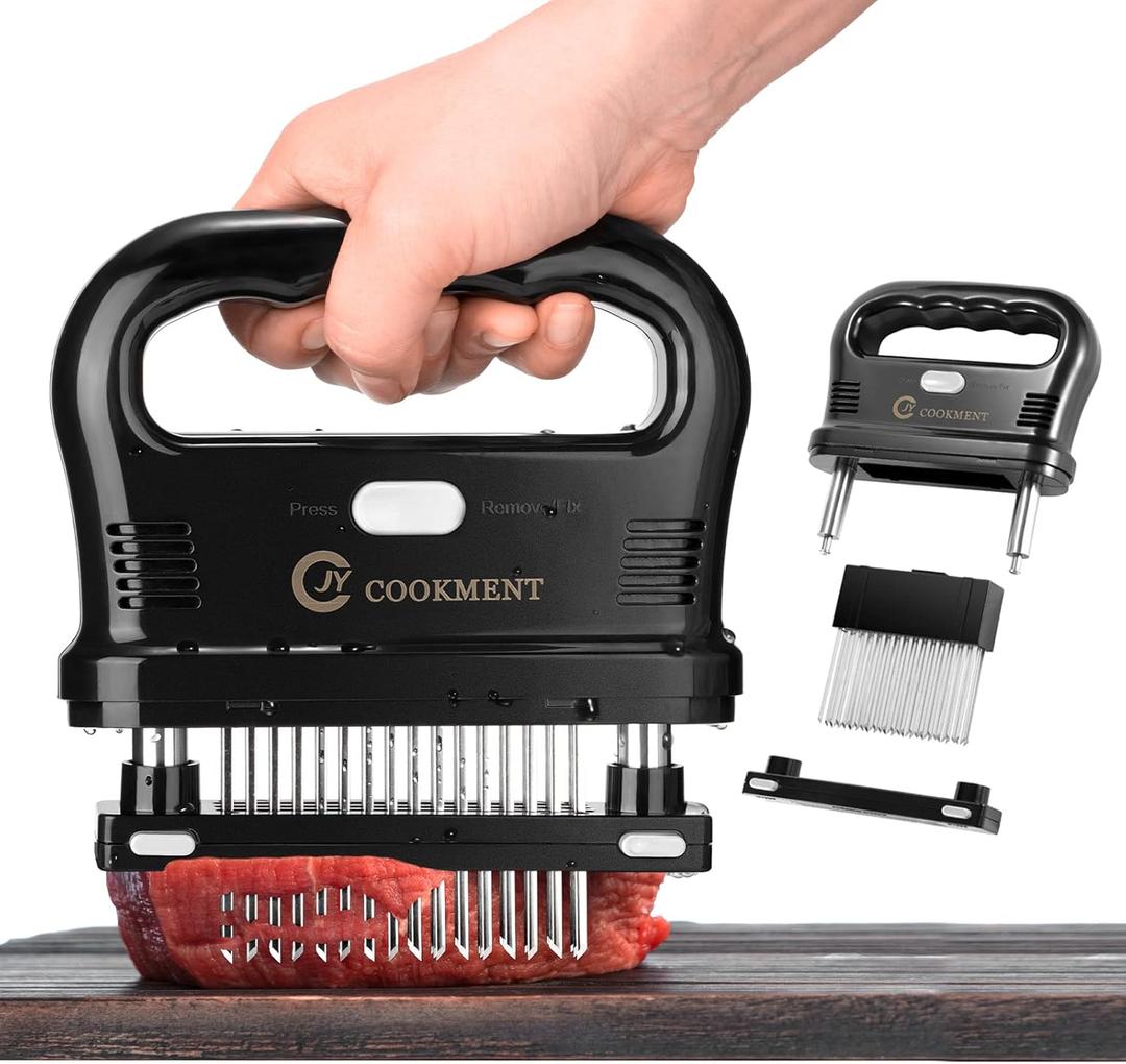 JY COOKMENT Meat Tenderizer Tool with 48 Stainless Steel Ultra Sharp Needle Blades, Detachable Kitchen Cooking Tool Best For Tenderizing, BBQ, Marinade (Large)
