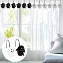 12PCS Shower Curtain Hooks, Halloween Ghost Shower Rings Decorative Shower Curtain Hangers Shower Curtain Hooks Decoration for Halloween Bathroom Rods Pendants Decor (Black & White)