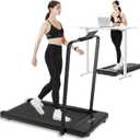2 in 1 Folding Treadmill, Smart Walking Running Machine with Bluetooth Audio Speakers, Installation-FreeUnder Desk Treadmill for Home/Office Gym Cardio Fitness (Black)