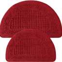 2 Pcs Red Kitchen Rugs 15 x 22 Inches 18 x 30 Inches Kitchen Mats Non Skid Washable Doormat Indoor Entrance Absorbent Standing Half Circle Carpet for Home Floor Patio Garage Door Laundry Room
