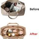 GIVLEFLY Purse Organizer Insert for Tote Bag, Large Bag Organizer Insert with Zipper Pocket, Multi Pocket Handbag Organizer, Structured Purse Liner Shaper