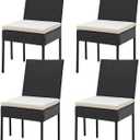 Tangkula Wicker Patio Dining Chairs Set of 4, Outdoor Rattan Cushioned Chairs with Metal Frame for Porch, Deck, Garden and Backyard, 400 LBS Capacity