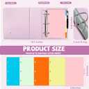 2 Pack 3 Ring Binder Junior Size Pu Leather 5.5" x 8.5" Binder Small Binder 2 Inch D Rings with 5 Colors Dividers Holds Up to 500 Sheets with Pen Loop Pocket for Office School(Purple&Pink)