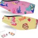 Swimming Headband for Kids - 2 Pairs Waterproof Ear Plugs & Adjustable Swim Ear Band,Keep Water Out and Hold Earplugs in - Water Headband for Surfing, Diving, Pool, Showering, and Beach (1 Count (Pack of 4), 4-16 Years/Kids---mermaid + Unicorn)