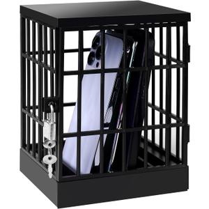 Gemaxvoled Cell Phone Jail Lock Box, Mobile Phones Prison Lockable Cage for Classroom Family Time Party (Black)