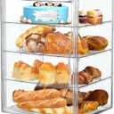 Bread Box,Large Bread Boxs for Kitchen Countertop - 4 Layers Adjustable Bread Storage Container,Clear Boxes for Kitchen Counter, Bread Box Airtight,Bread Holder,Perfect for Bagel Muffins Transparent (White)