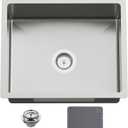 22x18 In Undermount Kitchen And Bar Sink- Stainless Steel Single Bowl Kitchen Sink Modern Drop In Bar Sink With Silicon Mat,Drain Strainer Set Compatibility With Various Kitchen & Bar Style, 22X18X9 Inches