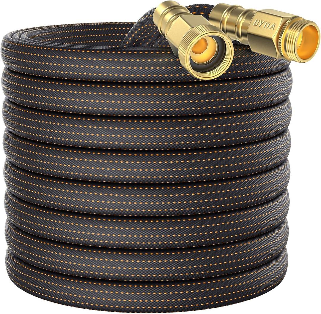 10FT Lightweight Flexible Garden Hose,Non-Slip Handles,Non-kink Hose,Solid Brass Fitting for Boats, RV Water Hose,Marine Washdown,Lawn,Garden,Leakproof TPE Hose (OrangeBlack, 10 FT)