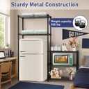 Mini Fridge Shelf Stand with Metal Storage 3 Shelf Add on, Black, 47 x 47 x 18 inches