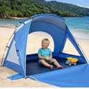 Happy Travel Beach Tent, UPF 50+ UV Protection Sun Shade Shelter for 3/4/5/6/7/8 Person, Portable Beach Canopy for Family & Baby, Lightweight & Easy Setup Beach Cabana with 3 Ventilation Mesh Windows