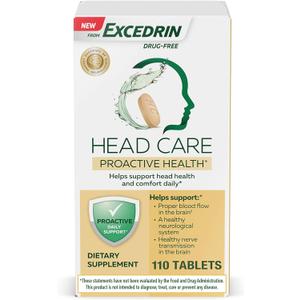 Excedrin Head Care Proactive Health with Magnesium, Riboflavin, Vitamin B6, Folic Acid and Vitamin B12, Dietary Supplement Supports Head Health and Comfort Daily – 110 Count 