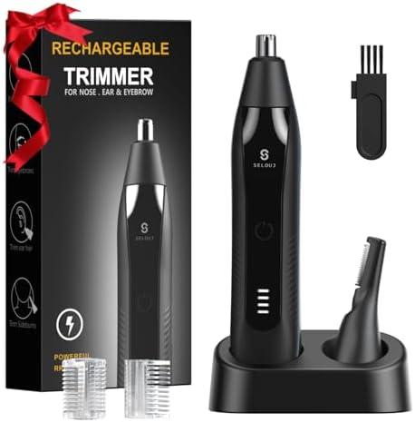 Selouj Ear and Nose Hair Trimmer for Men, 2025 Professional Painless USB Rechargeable Eyebrow & Facial Electric Hair Trimmer for Men Women, Powerful Motor, Dual Edge Blades, IPX7 Waterproof Easy Clean