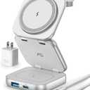 Wireless Charger for Magsafe, AC Island 5-in-1 Evolved Charging Stand, 15W Max Fast Portable Magnetic Station, Foldable for iPhone 15/14/13 Series, Apple Watch S1-9/Ultra, AirPods (with 35W Adapter)