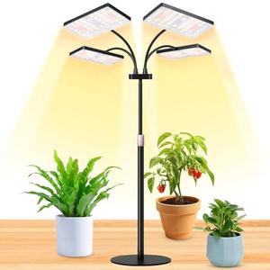 LBW Desk Grow Light for Indoor Plants, Full Spectrum Desk Plant Lamp with 4 Adjustable Goosenecks, Wide Coverage, Plug & Play, for Seedlings, Succulents & Houseplants