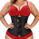 Waist Trainer Cincher Weight Loss Trimmer Slimming Belt Latex Corset Zipper Body Shaper for Women (X-Large) Black