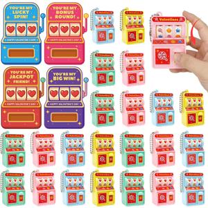 Gocozer Valentines Day Cards for Kids School 28 Pack Mini Slot Machine Toys with Valentines Greeting Cards, Classroom Exchange Valentines Gifts, Bulk Set for School Valentines Party