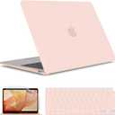 IBENZER Compatible with New MacBook Air 13 inch case 2022 2021 2020 M1 A2337 A2179 A1932, Hard Shell Case&Keyboard Cover&Screen Film for Mac Air 13 with Touch ID (2018-2022), Sakura Pink,AT13SKPK+2