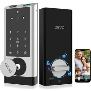 DEVO G1 Video Smart Lock with Camera & Doorbell, Auto Locks, 6-in-1 Keyless Entry Door Lock with Fingerprint, App Remote, Built-in Wi-Fi Smart Deadbolt for Front Door