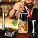 LIGHTEN LIFE Cocktail Mixing Glass Set,Bar Mixing Set with 20oz Crystal Thick Bottom Glass,Spoon, Jigger,Strainer and Muddle,5 Pieces Cocktail Mixing Glass Kits Perfect for Amateurs and Bartenders