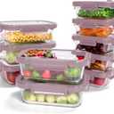 10-Pack Glass Food Storage Containers with Tempered Lids Borosilicate, Airtight, Oven-Safe (-4F~950F), BPA-Free, 4.4 & 1.6 Cup, Leak-Proof, Dishwasher Safe (Pink)
