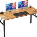 Need Folding Desk, 54 inch Large Computer Desk for Home Office, No Install Needed Study Student Writing Table Desk Workstation, Teak Black