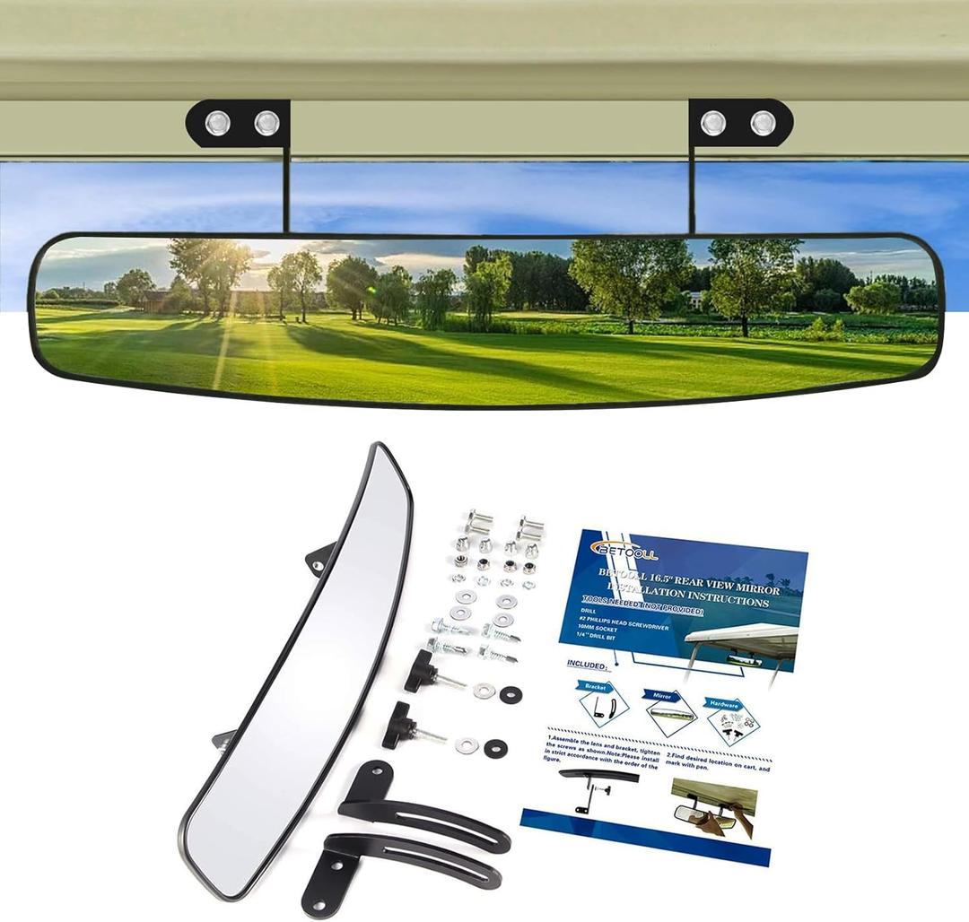 BETOOLL 16.5" Wide Rear View Convex Golf Cart Mirror for EZ Go, Club Car, Yamaha