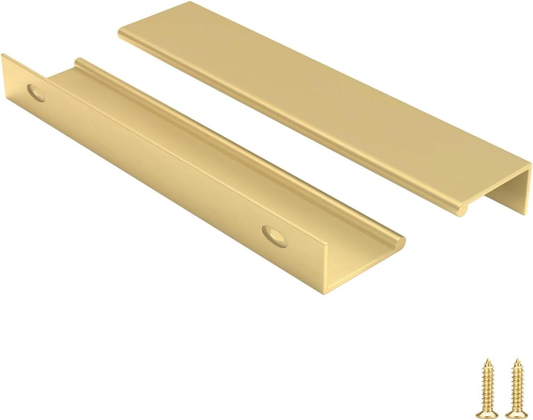 Rergy 20 Pack Gold Cabinet Pulls 6-1/4 inch Edge Finger Pull Aluminum Alloy Hardware for Dresser Drawer Handles