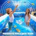 2026 Inflatable Pool with Sprinkler,Durable Blow up Pool with Big Backrest, Rectangle Kid Pool Backyard,Children Swimming Pool,Small Inflatable Kiddie Pool,Outdoor Water Pool for Kid714125IN