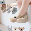 Baby Toddler Socks Grip Non Slip Boys Girls Cotton 12 Pack for Kids Ankle Cute Socks 6M-7Years (3-5T, Animals5)