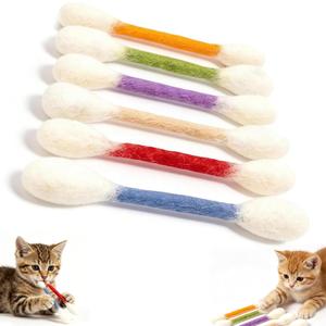 Cotton Swabs Cat Toys with Catnip,6Pack Giant Kitten Chew Sticks for Indoor Boredom,Durable Big Kitten Chew Dental Teething Ropes,Big Interactive Felt Kitty Kicker Play Lover Gift Accessories (Mix)