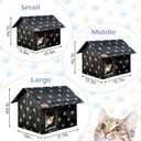Fhiny Stray Cats Shelter, Waterproof Outdoor Cat House Foldable Warm Pet Cave for Winter Wild Animal Tent Bed Anti-Slip Kitten Cave for Feral Cat Dog Puppy Weatherproof Black (M:15.7"13.7"15.7")